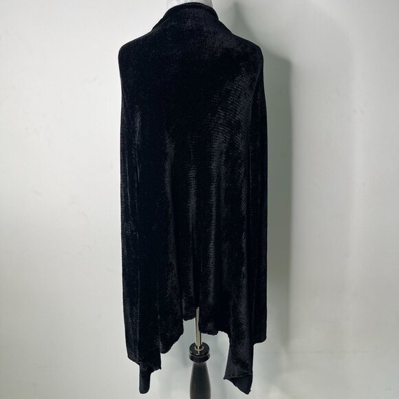 Alice + Olivia Women's Black Velvet Drape Front Cardigan Size Large - Picture 4 of 8